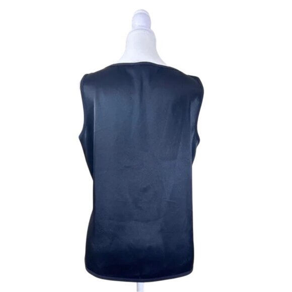 St. John satin shell top black women’s size L - Picture 4 of 6